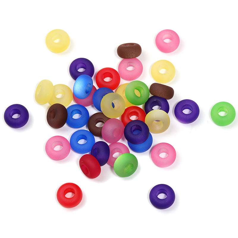 Wholesale 100pcs Acrylic Large Hole Beads Frosted Cat Eye Wheel Beads Matte Colorful Abacus Beads